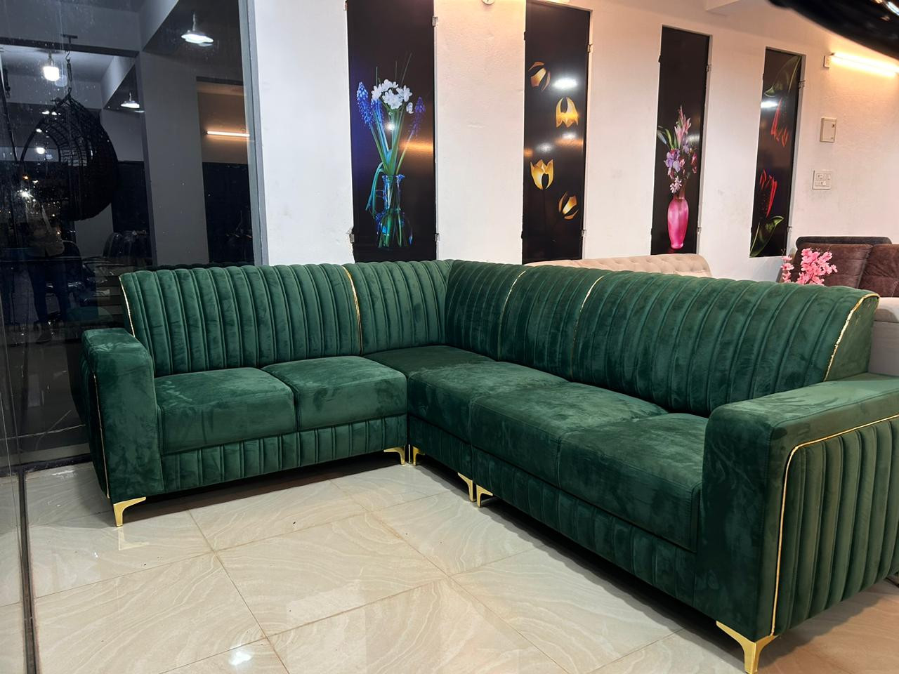 Green corner sofa
