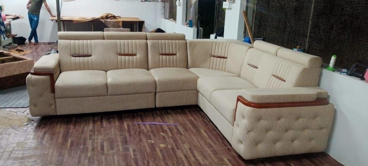 White corner sofa with header